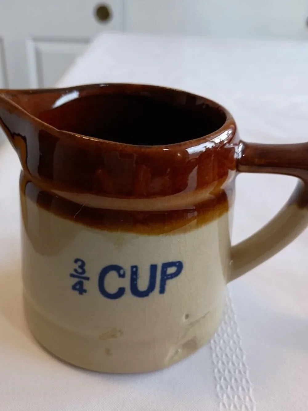 Vintage Stoneware Measuring Cup Set, 1 cup, 3/4 cup, 1/2 cup, 1/4 cup